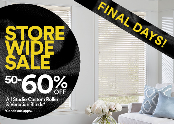 50-60% off Studio Custom Roller and Venetians Blinds*